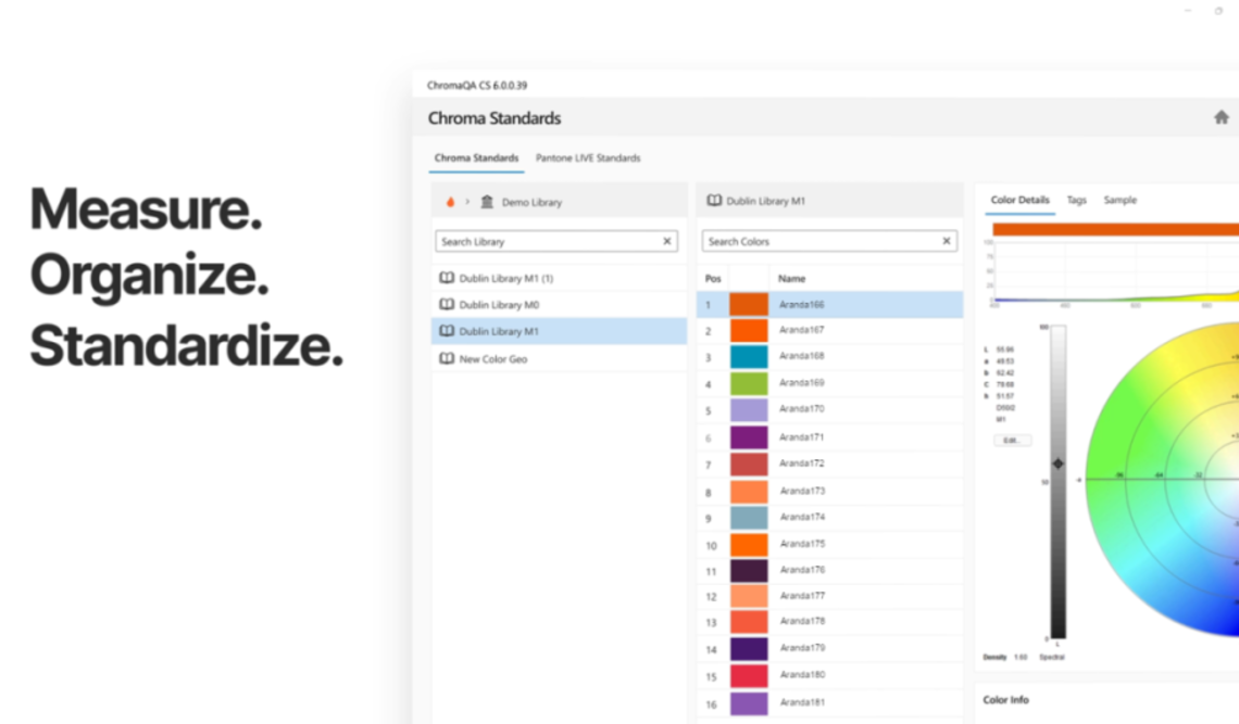 Benutzeroberfläche der Farbmanagement-Software ChromaQA 7.5