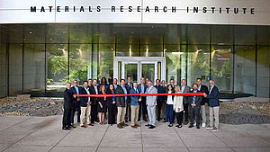 Kurt Lesker IV (left), President and CEO of the Kurt J. Lesker Company, and Andrew Read, Senior Vice President for Research at Penn State University, at the opening of the joint research center Aspire. 
