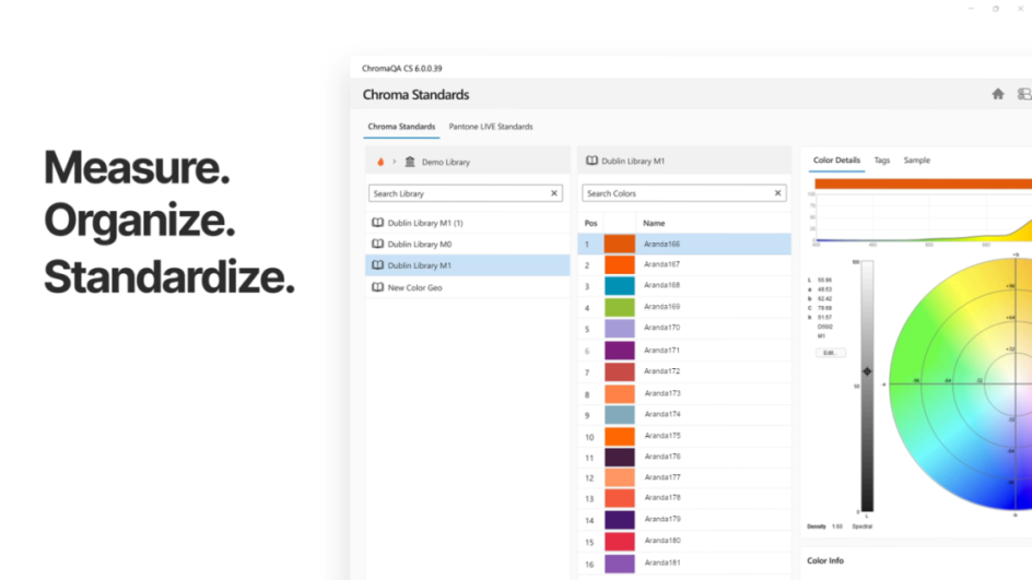 Benutzeroberfläche der Farbmanagement-Software ChromaQA 7.5