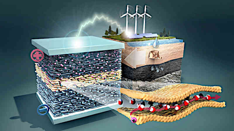 Das neue Energiespeichersystem basiert auf in der Natur reichlich vorhandenen Elementen Wasser, Ton und Graphen. 